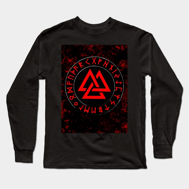 Valknut Norse Symbol Long Sleeve T-Shirt by Scar